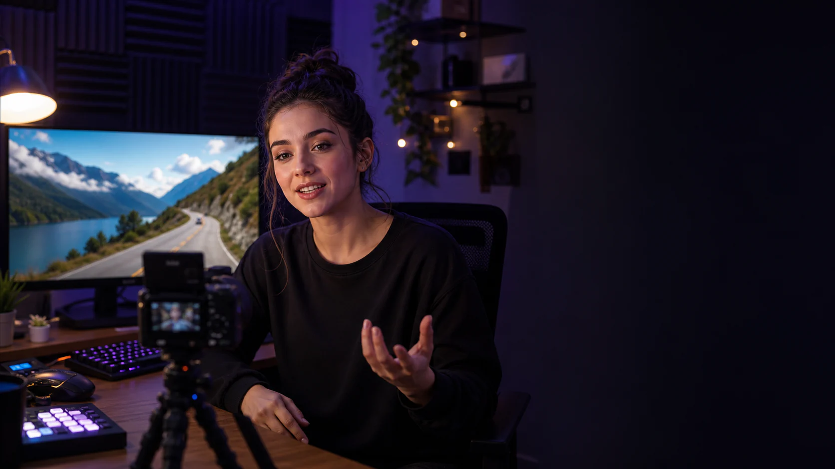 Fictional video creator hosting a live watch-along with PostStream chat